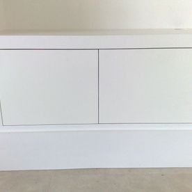 detail of modern MDF push open drawer unit
